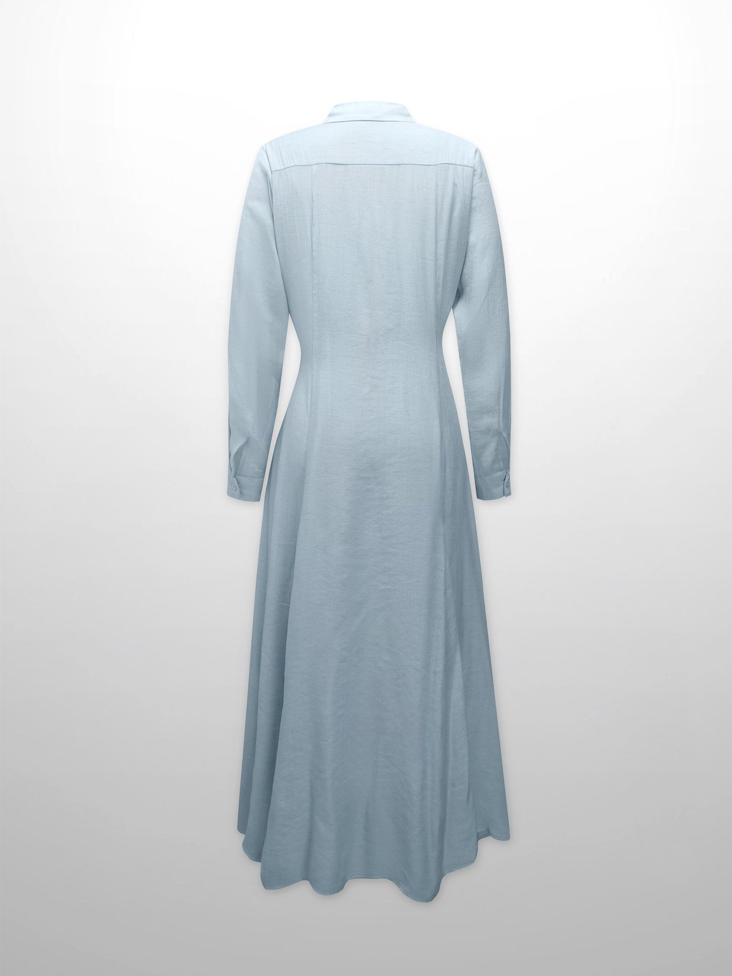 Collared A-Line Shirtdress-Soft Pleat Light Blue-2