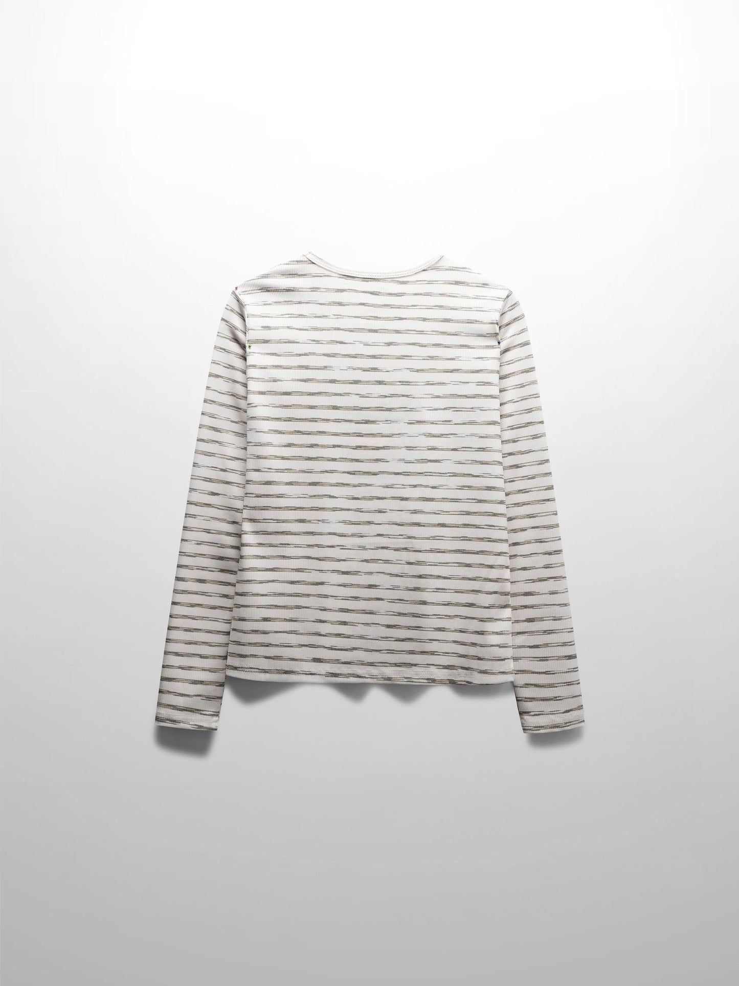 Multi Striped Ribbed Crew-Space Dye Olive-2