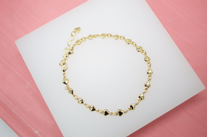 Heart Link Charm Bracelet (G50/I74)-2