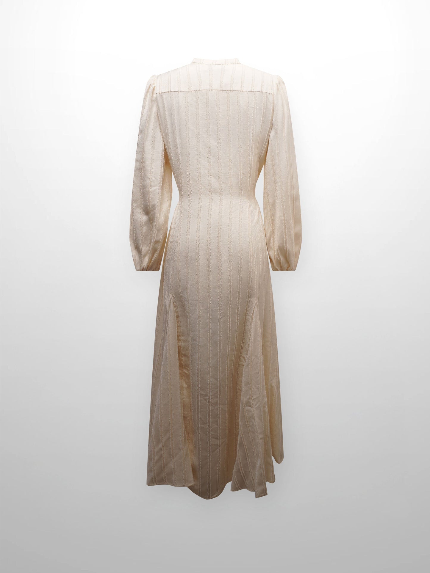 A Line Shirtdress-Fringe Stripe Ivory-1