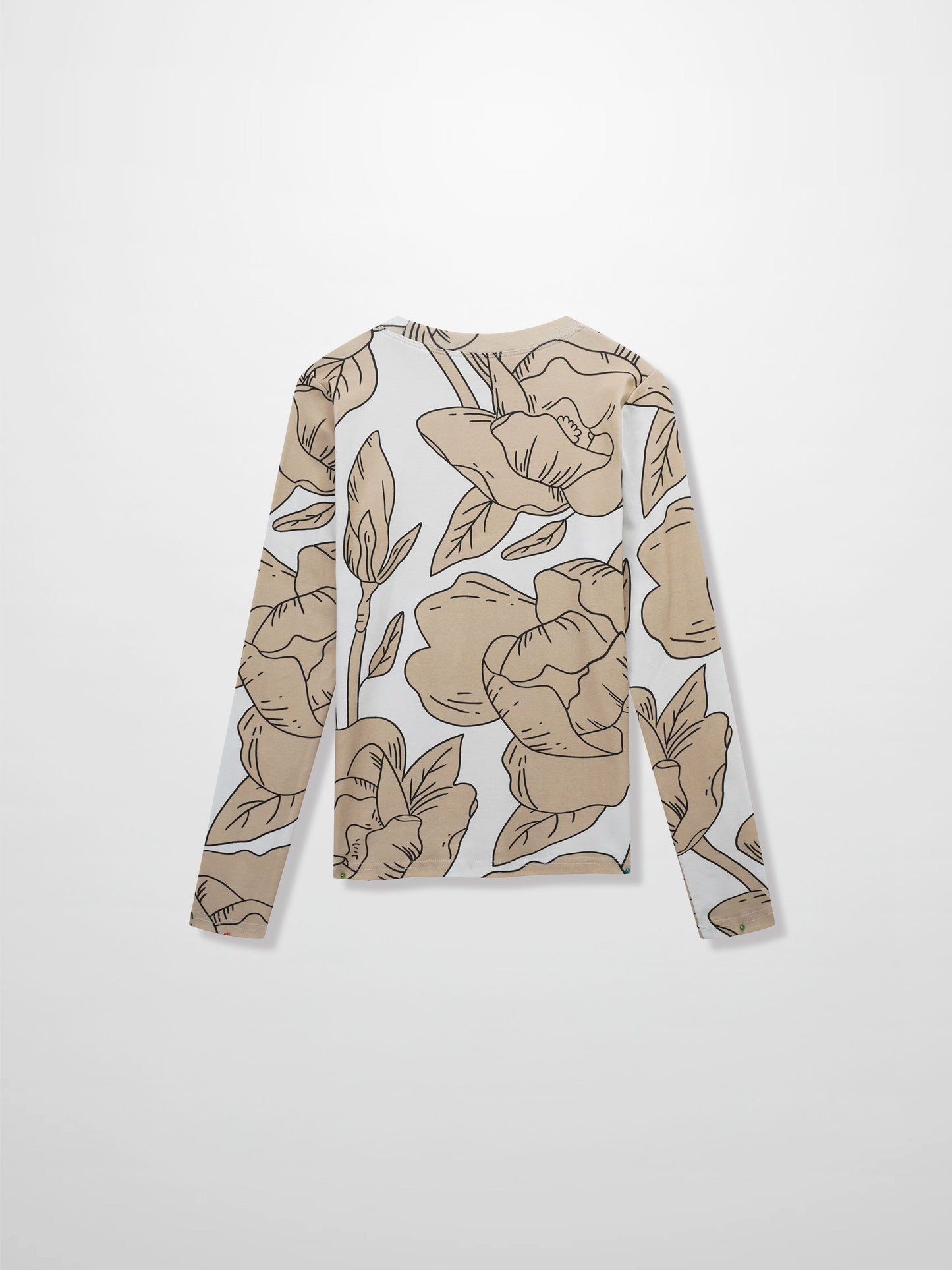 Basic Printed T-shirt-Oversized Tan Floral-1