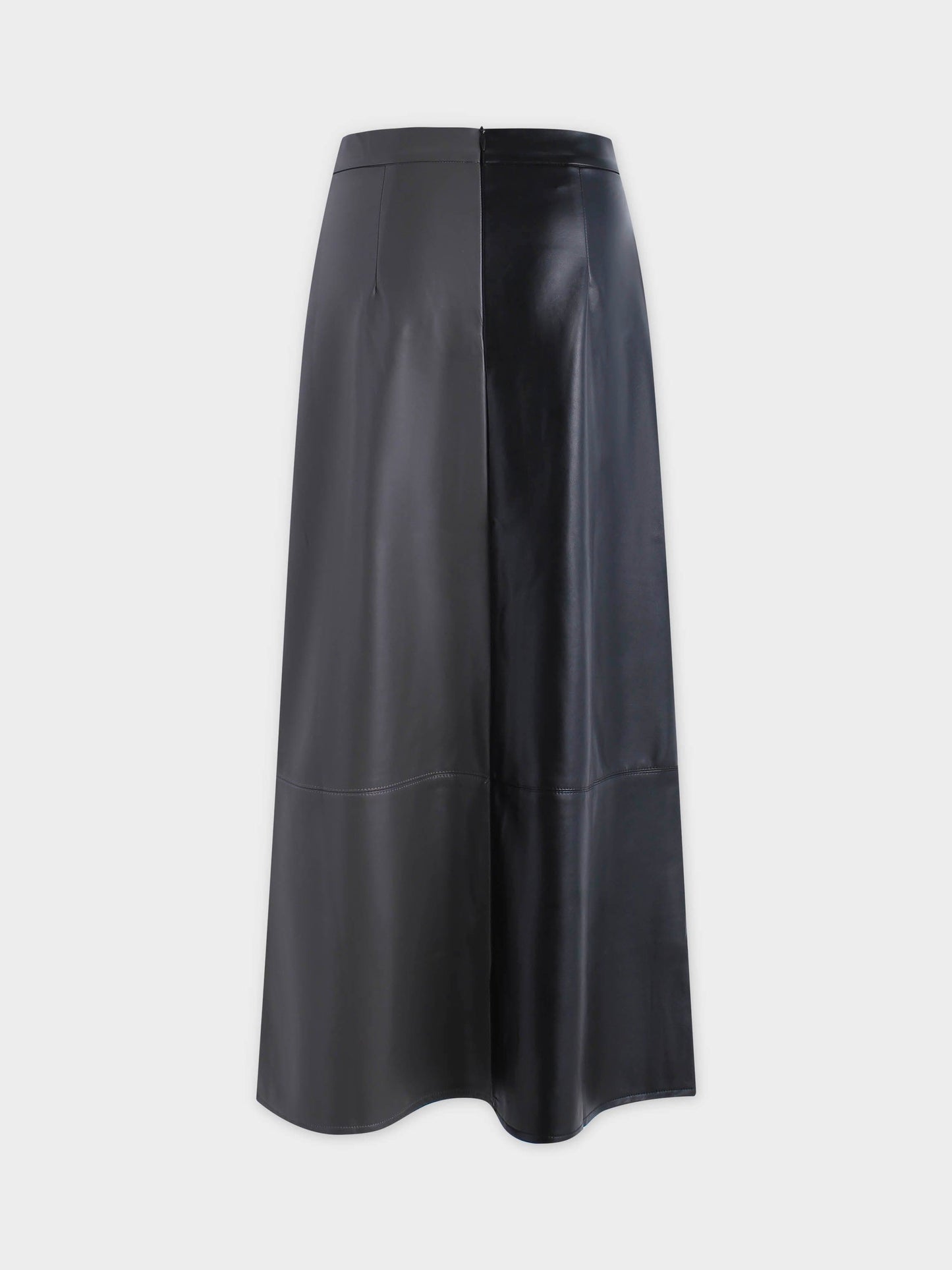 Two Tone Leather Skirt-Black/Grey-1
