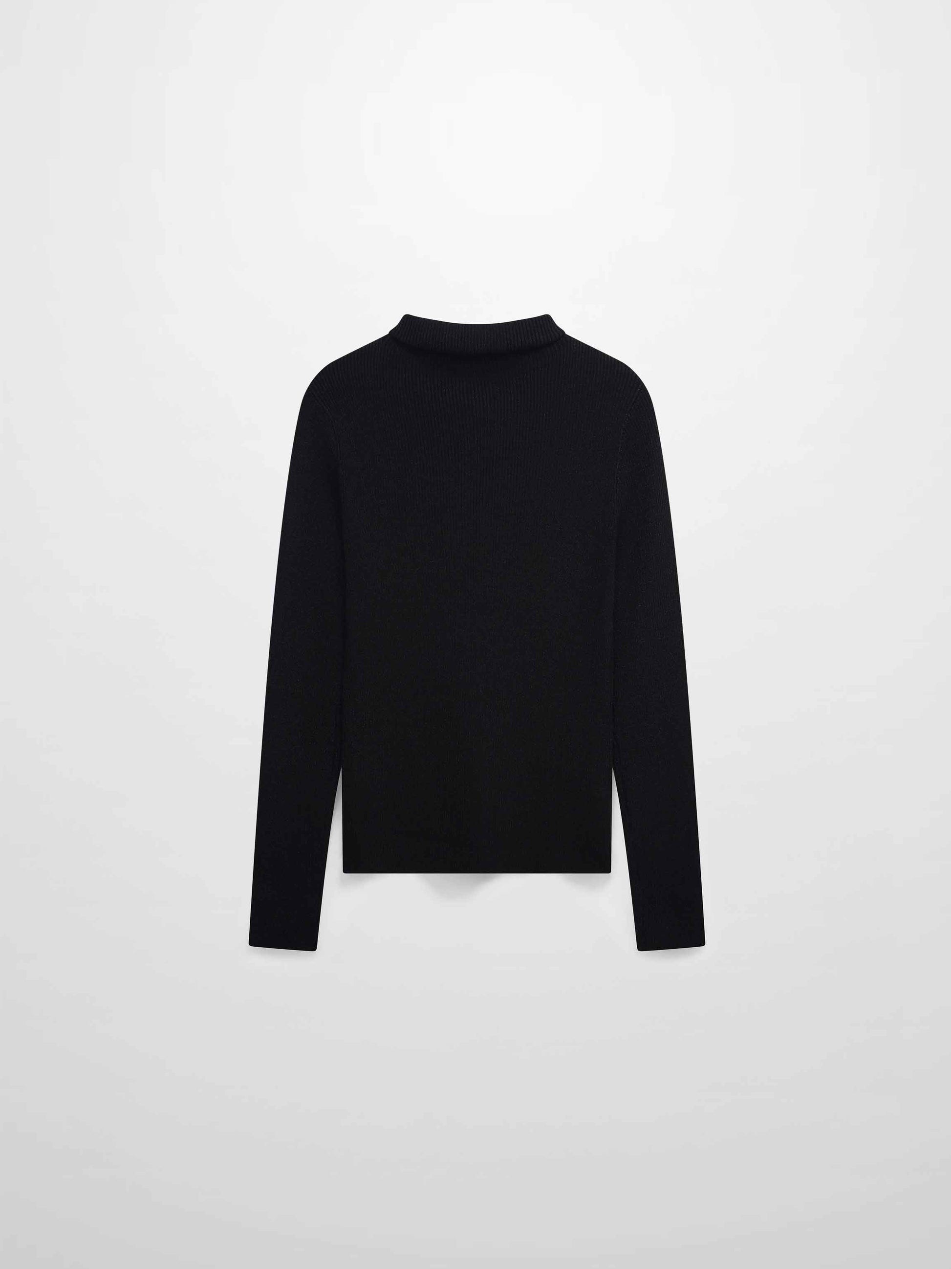 Lurex Ribbed Knit Turtleneck-Black-1