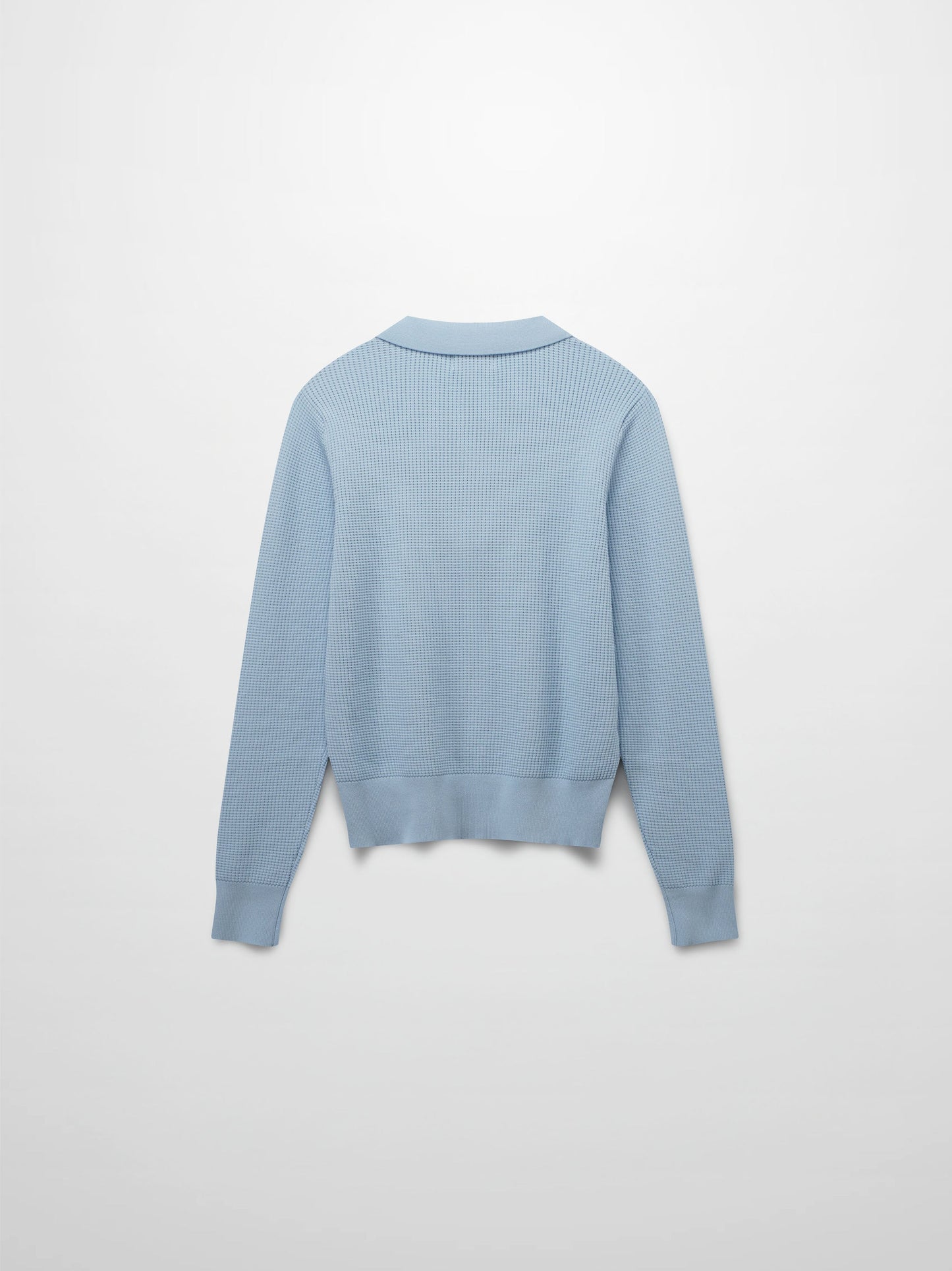 Waffle Collared Sweater-Light Blue-1