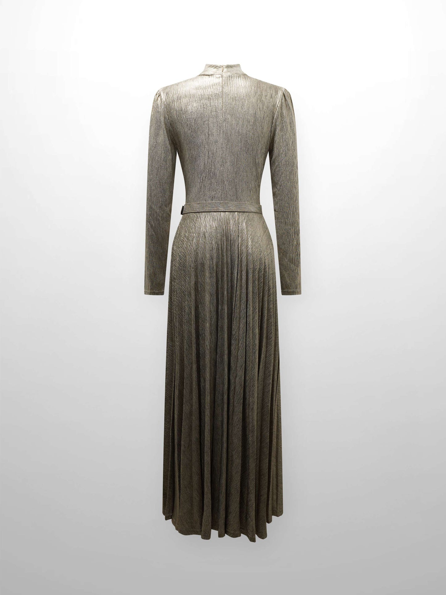 Shimmer Front Knot Pleat Dress 50"-Gold-2