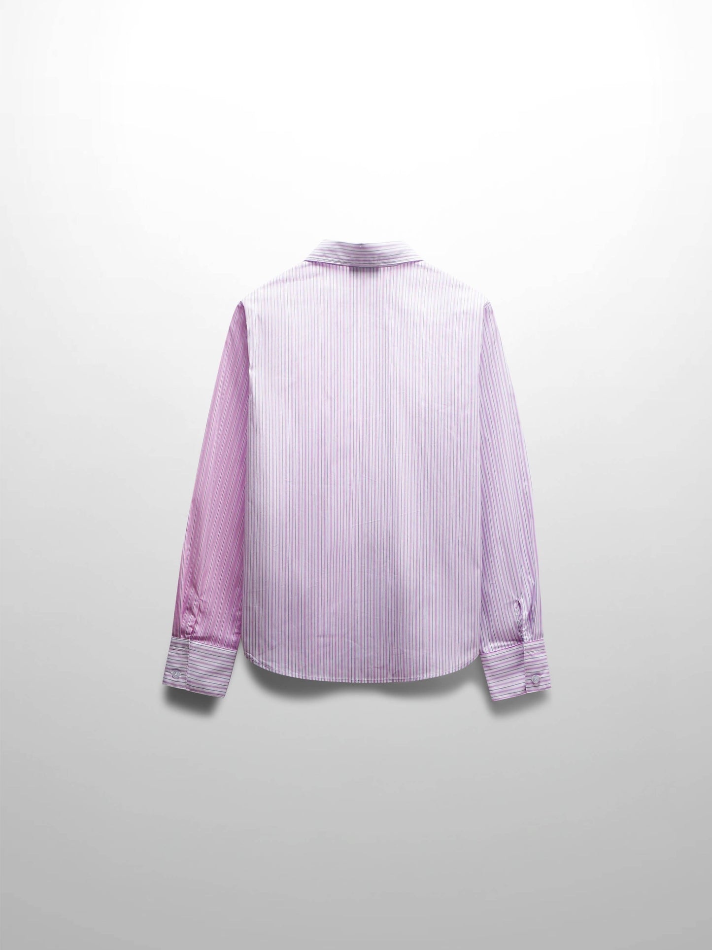 Mix Pinstripe Button Down Shirt-Pink-2