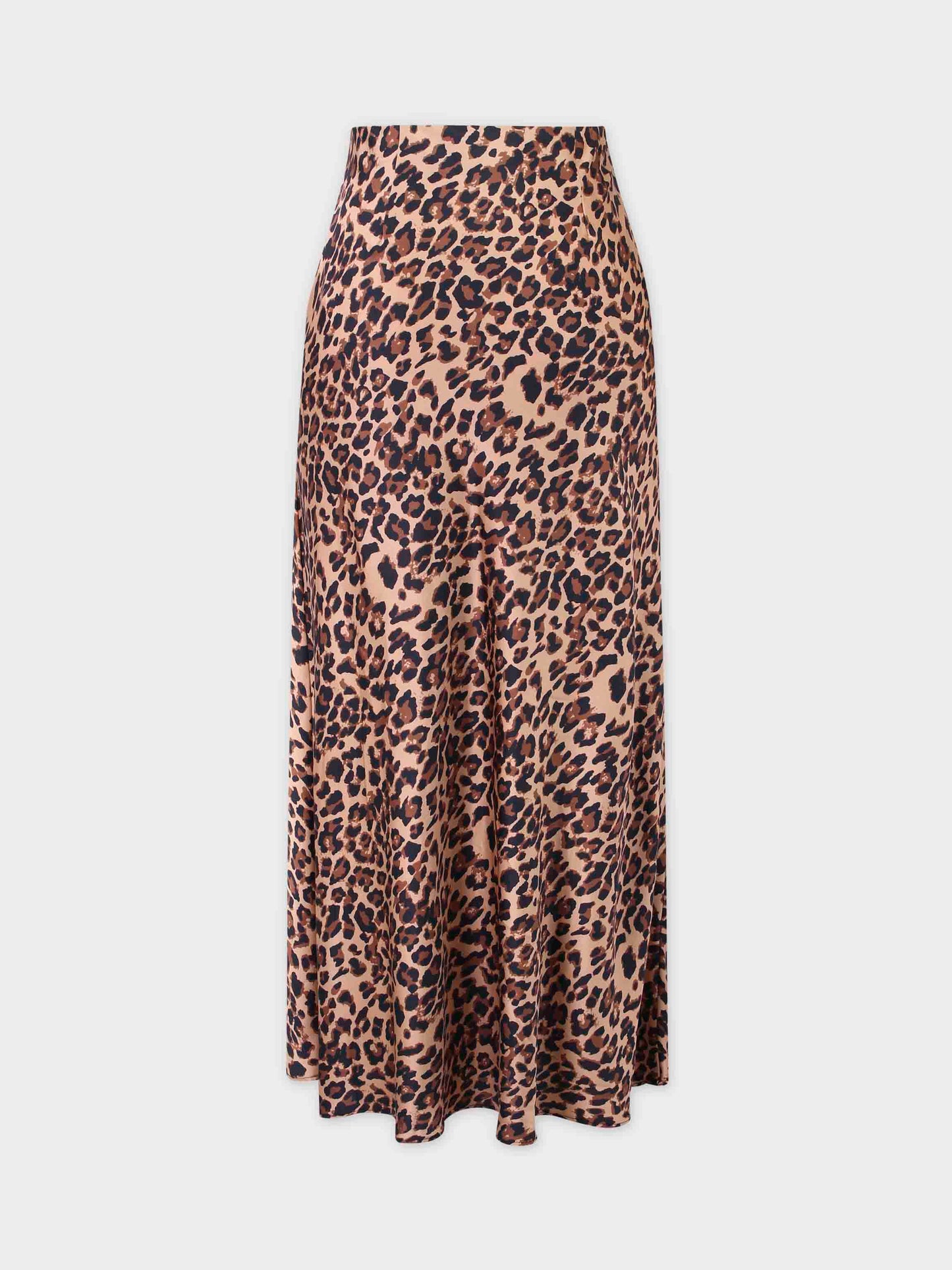 Printed Satin Slip Skirt-Brown Leopard-2