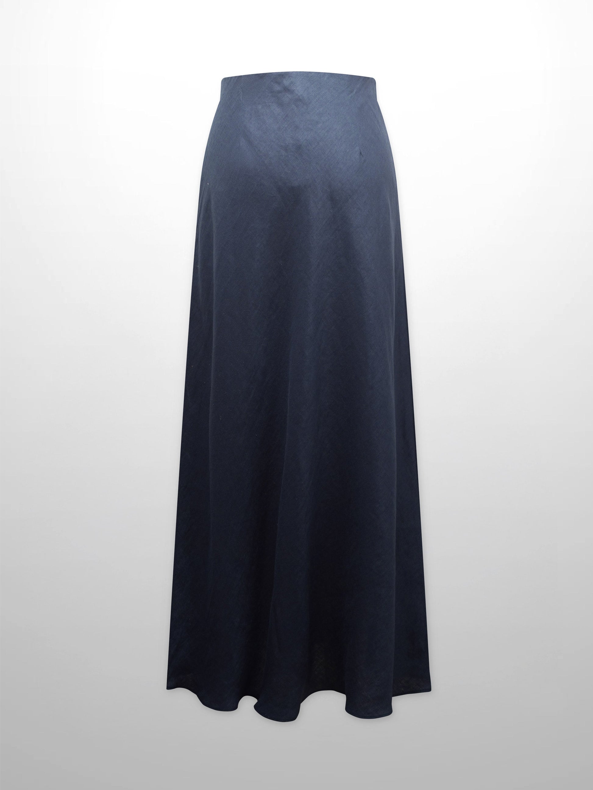 Linen Slip Skirt-Navy-1