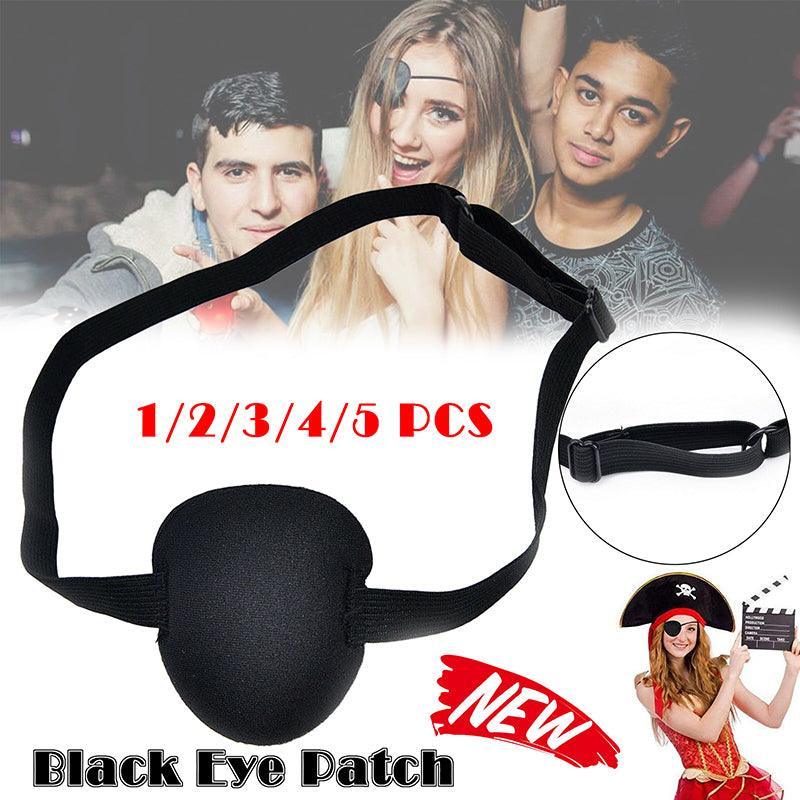 1/2/3/4/5Pcs Adjustable Strap Eye Patch Soft Concave Design Washable Black Cover-0