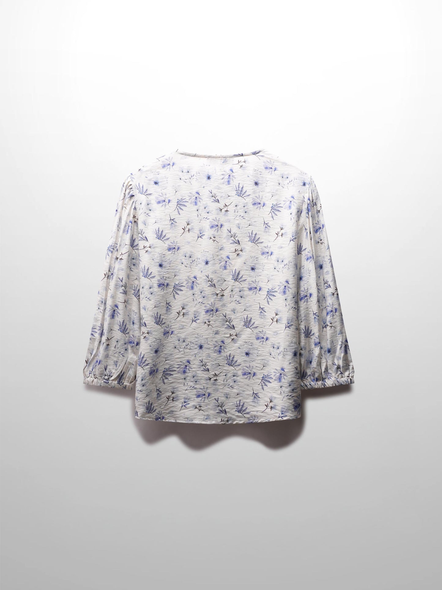 Puff Sleeve Button Down Blouse-Poppy Blue-2