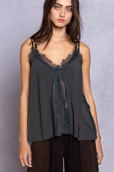 POL Lace Detail V-Neck Cami-0