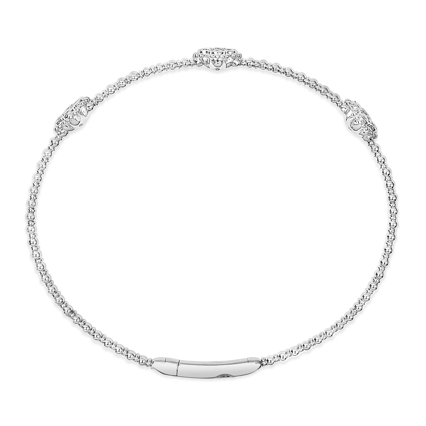 14K White Gold 1/2 Cttw Diamond Quatrefoil Clover Style Bangle Bracelet (G-H Color, SI1-SI2 Clarity) - 7.75 Inch-4