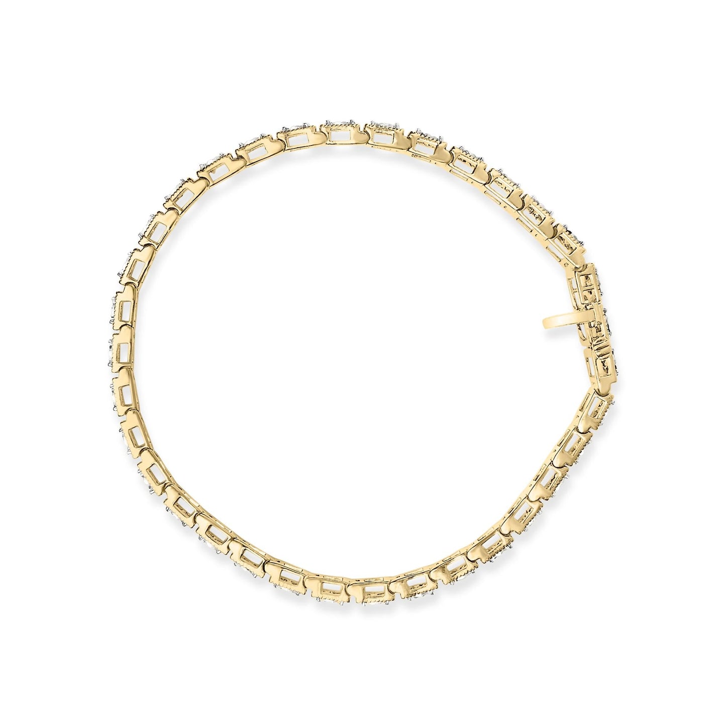 14K Yellow Gold Plated .925 Sterling Silver 1.0 Cttw Miracle Set Diamond Milgrain Link Tennis Bracelet (I-J Color, I2-I3 Clarity) - 7" Inches-2