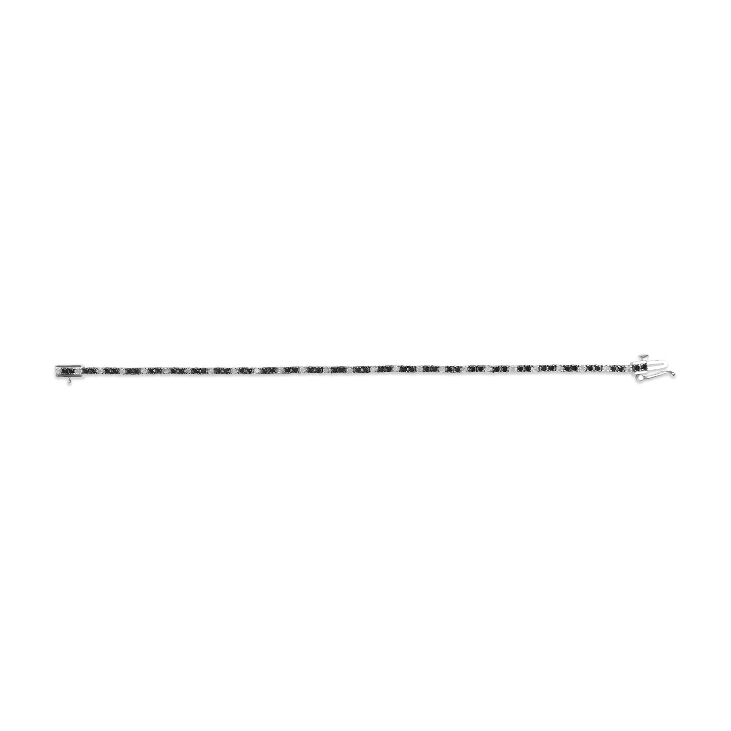 .925 Sterling Silver 2.0 Cttw Black and White Diamond Tennis Bracelet (I-J Color, I2-I3 Clarity) - 7" Inches-2