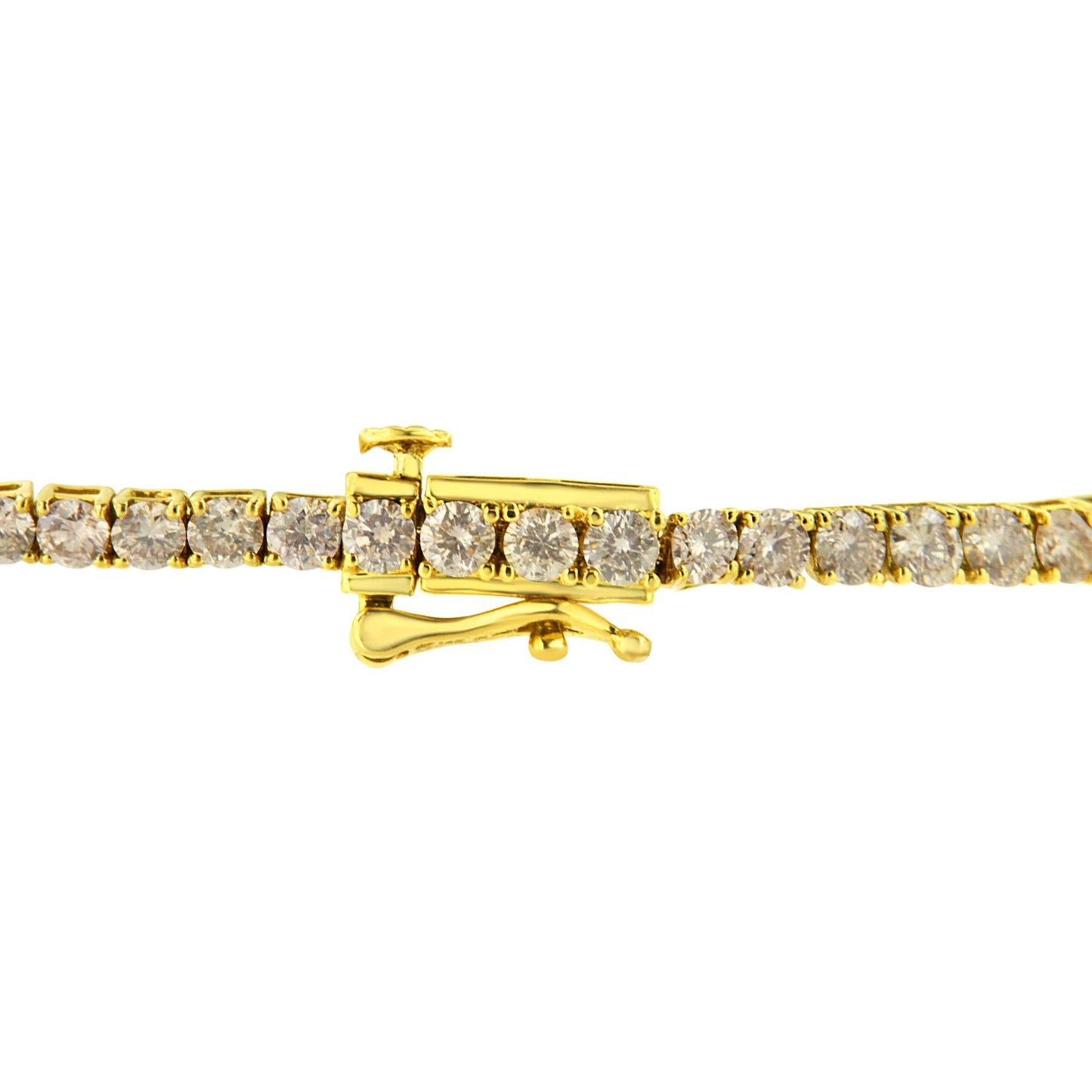 14K Yellow Gold Plated .925 Sterling Silver 4 cttw 4-Prong Set Round-Cut Diamond Classic Tennis Bracelet (K-L Color, I2-I3 Clarity) - Size 7.25"-2