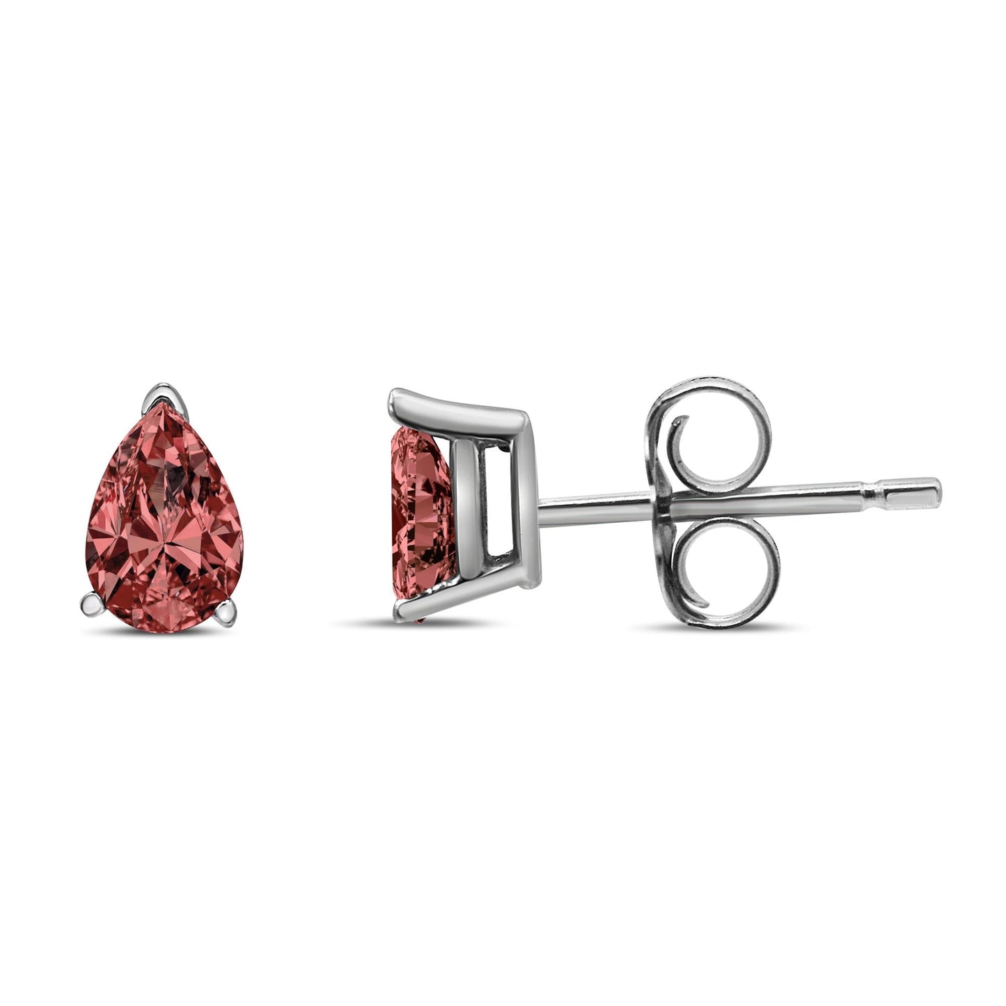 14K White Gold 1/2 Cttw Lab Grown Pink Pear Diamond 3 Prong Set Martini Solitaire Stud Earrings (Pink Color, VS2-SI1 Clarity)-2