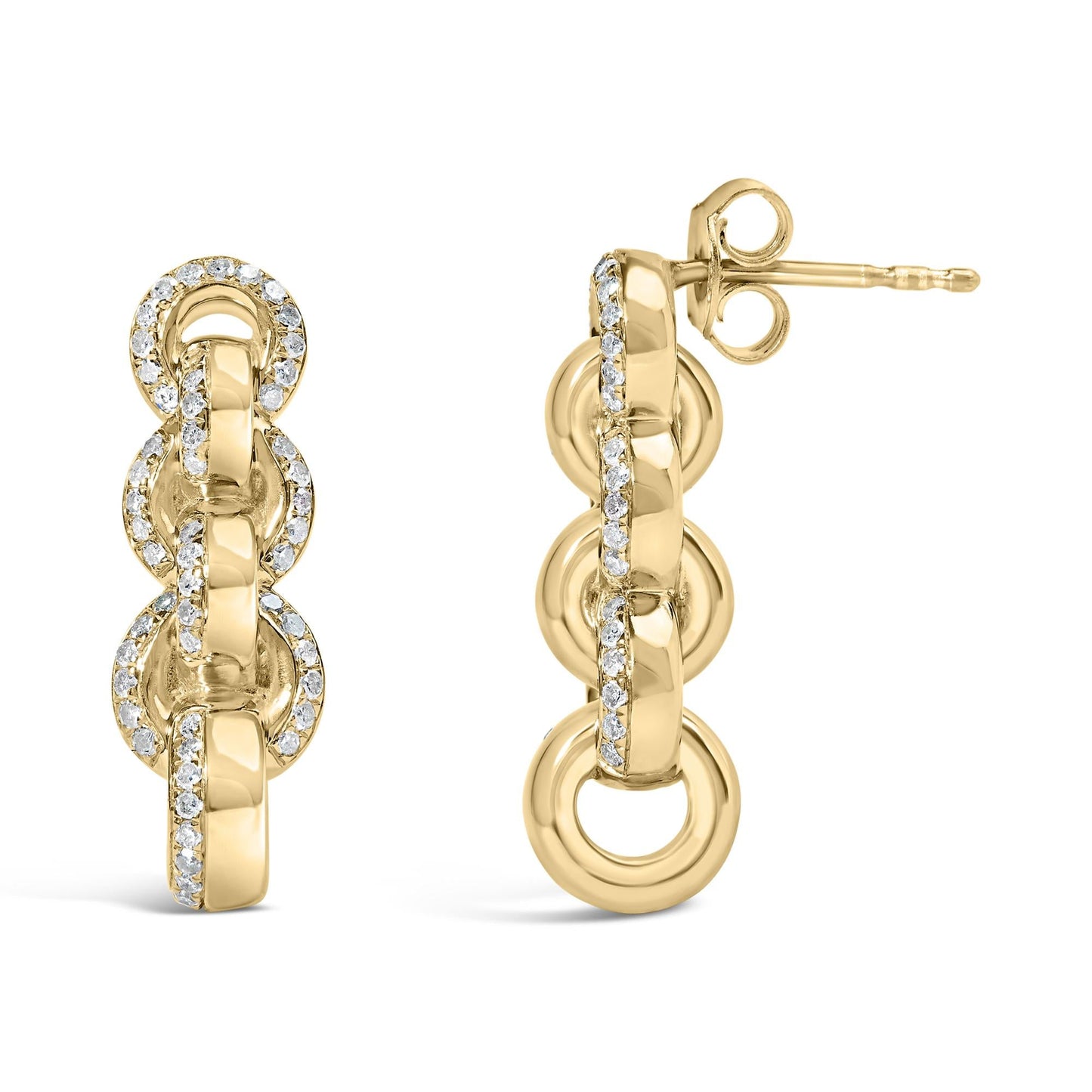 14K Yellow Gold Plated .925 Sterling Silver 1/2 Cttw Diamond Chain Link Drop Earrings (H-I Color, I1-I2 Clarity)-2