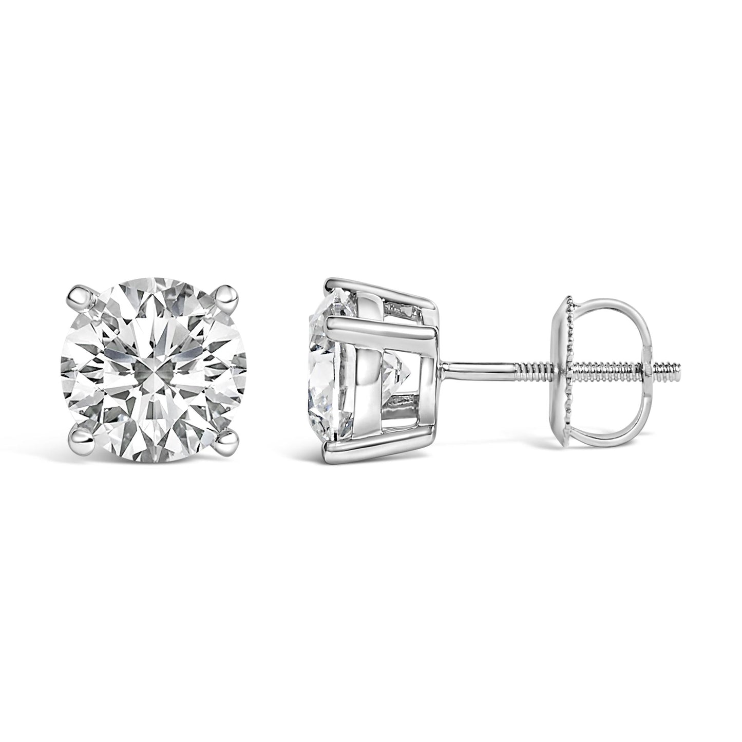 14K White Gold 2 1/2 Cttw Lab Grown Diamond Solitaire Stud Earrings-2
