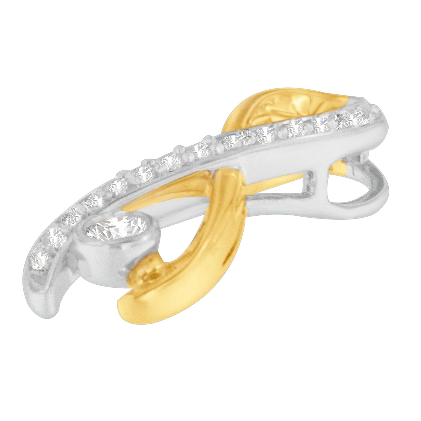 10K Two-Tone Gold 1/5 cttw Diamond Radiant Ribbon Pendant Necklace (H-I, I1-I2)-2