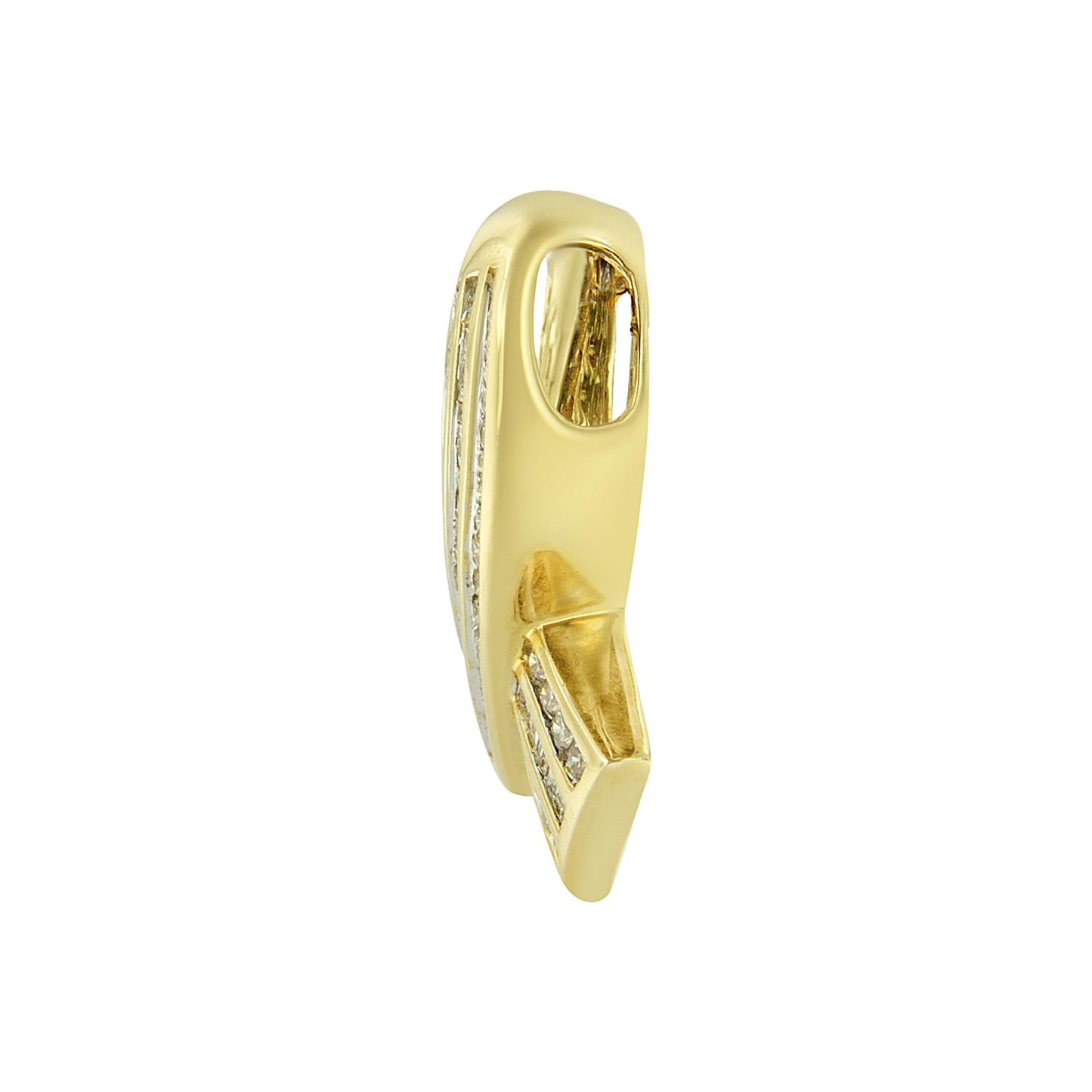 14K Yellow Gold 2 5/8 cttw Channel Set White Diamond Awareness Ribbon Pendant Necklace (G-H Color, VS1-VS2 Clarity) - NO CHAIN-2