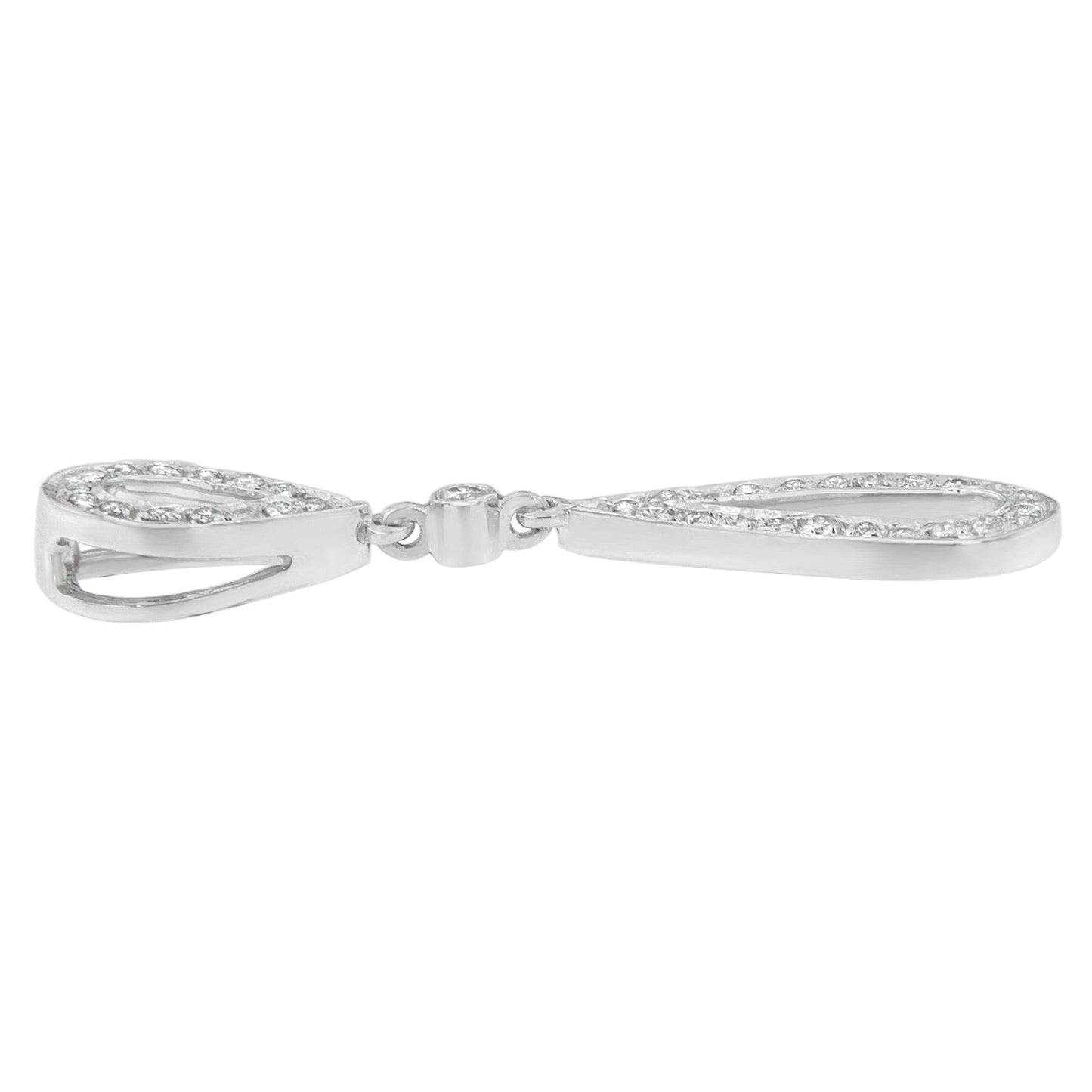 14 White Gold 1/4 cttw Round Cut Diamond Double Tear Drop Pendant Necklace (H-I, I2-I3)-2