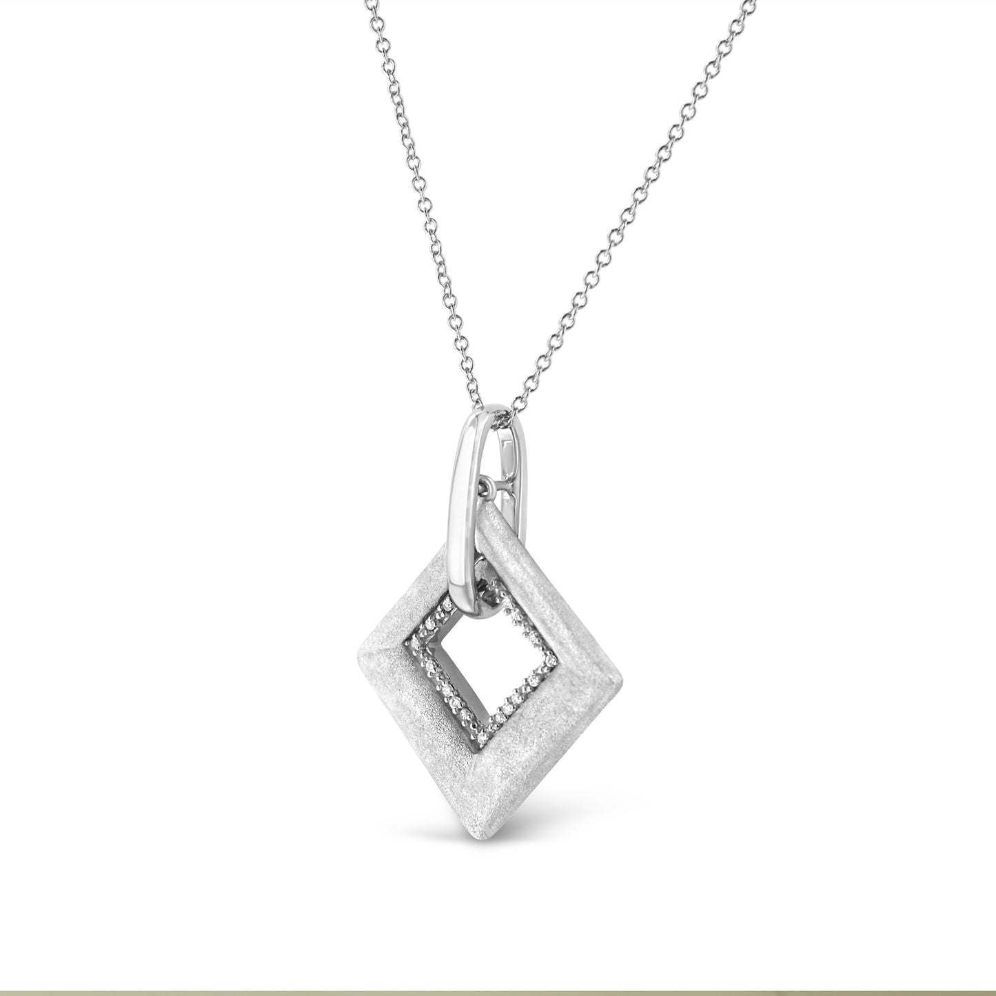 .925 Sterling Silver Pave-Set Diamond Accent Kite Shape 18" Pendant Necklace (I-J Color, I1-I2 Clarity)-2