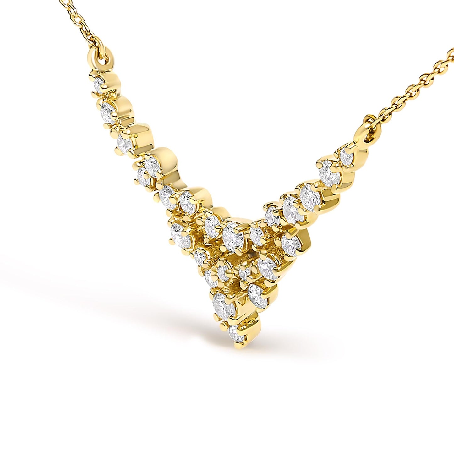 14K Yellow Gold 1/2 Cttw Diamond Scattered "V" Necklace (I-J Color, SI2-I1 Clarity) - 18" Inches-2