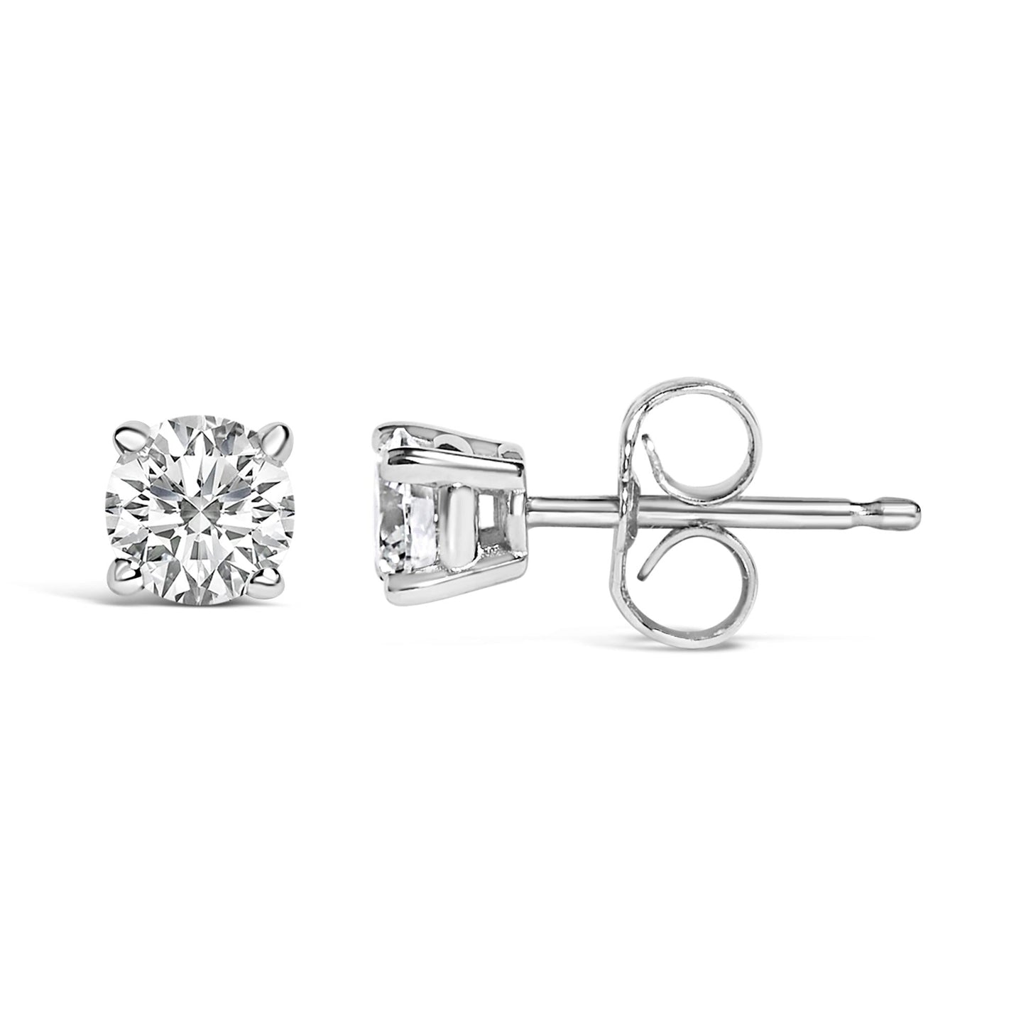 14K Gold 1/2 Cttw Lab Grown Diamond Solitaire Stud Earrings-4