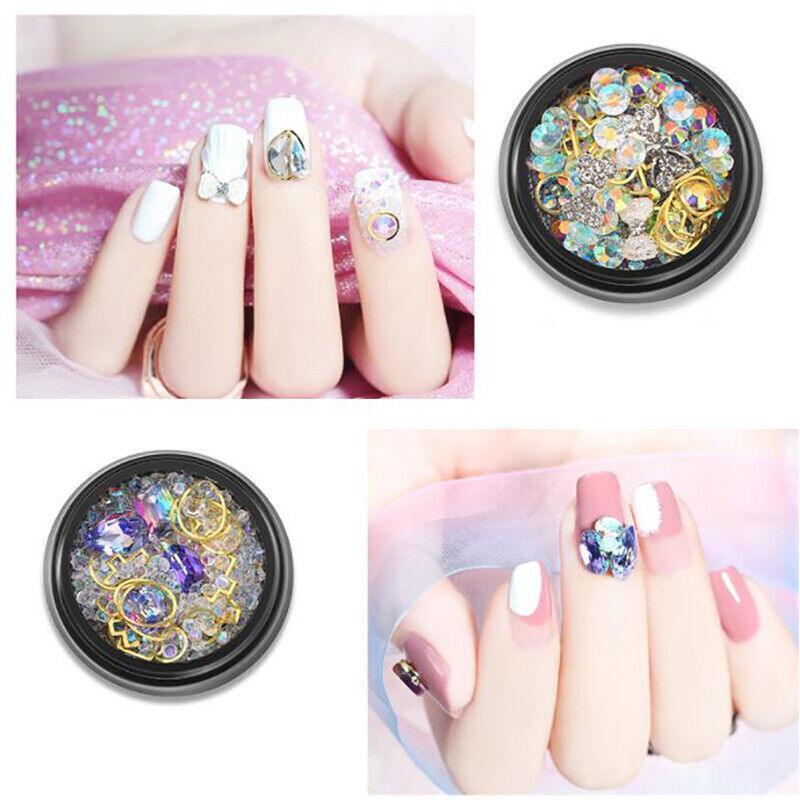 3D Assorted Nail Decals Decoration Nail Art Rhinestones Mix Gem Designs Tips Diy-2