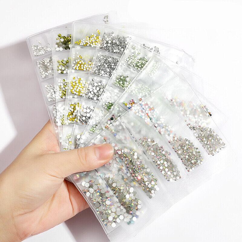 1440Pcs Glitter Rhinestones Crystal Clear Flat Bottom Glass Nail Art Nail Drill-2