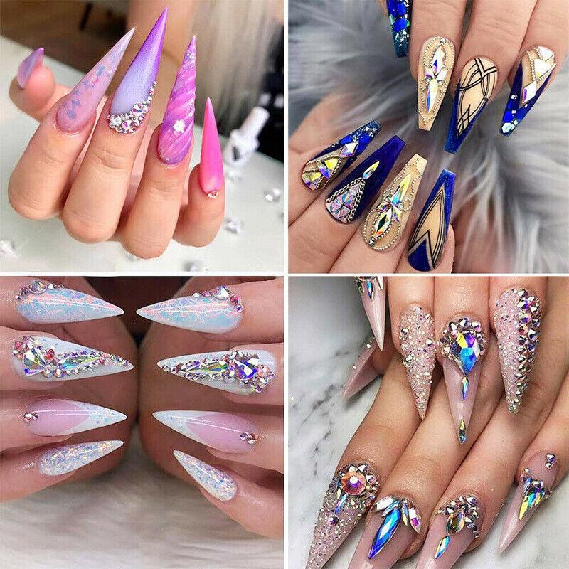 1440Pcs Glitter Rhinestones Crystal Clear Flat Bottom Glass Nail Art Nail Drill-3