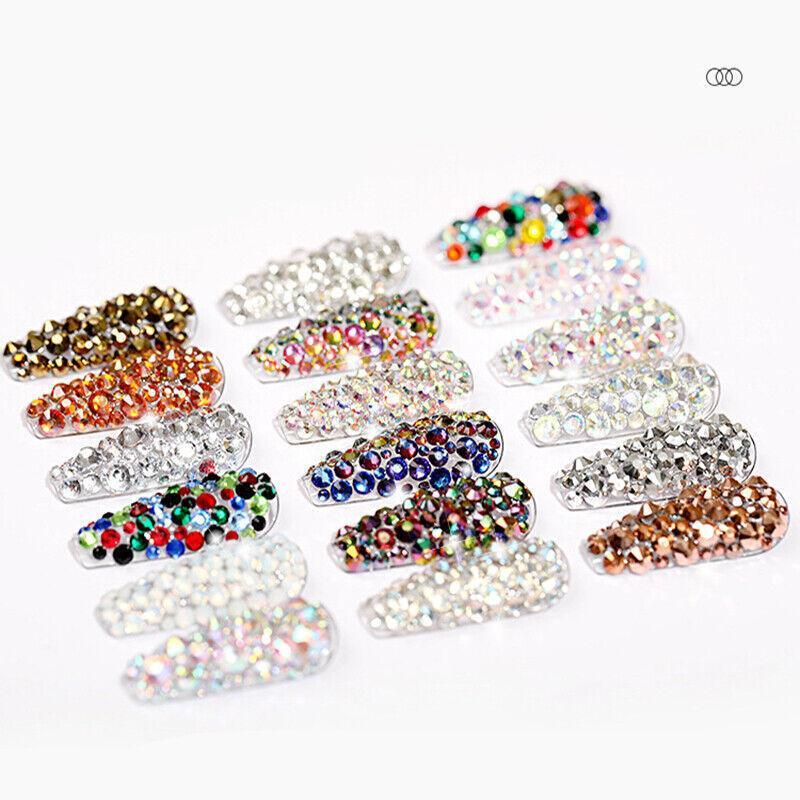 1440Pcs Glitter Rhinestones Crystal Clear Flat Bottom Glass Nail Art Nail Drill-4