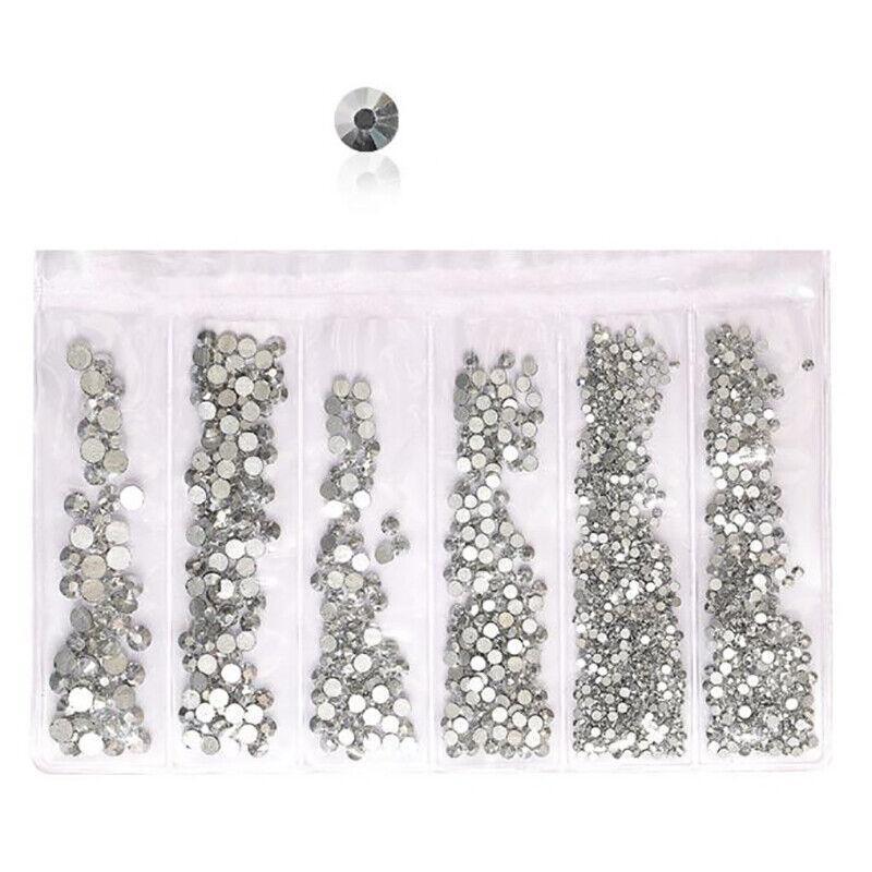 1440Pcs Glitter Rhinestones Crystal Clear Flat Bottom Glass Nail Art Nail Drill-7