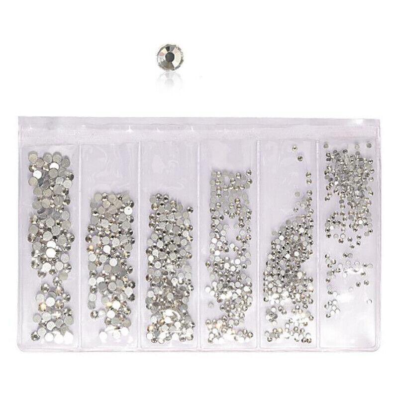 1440Pcs Glitter Rhinestones Crystal Clear Flat Bottom Glass Nail Art Nail Drill-9