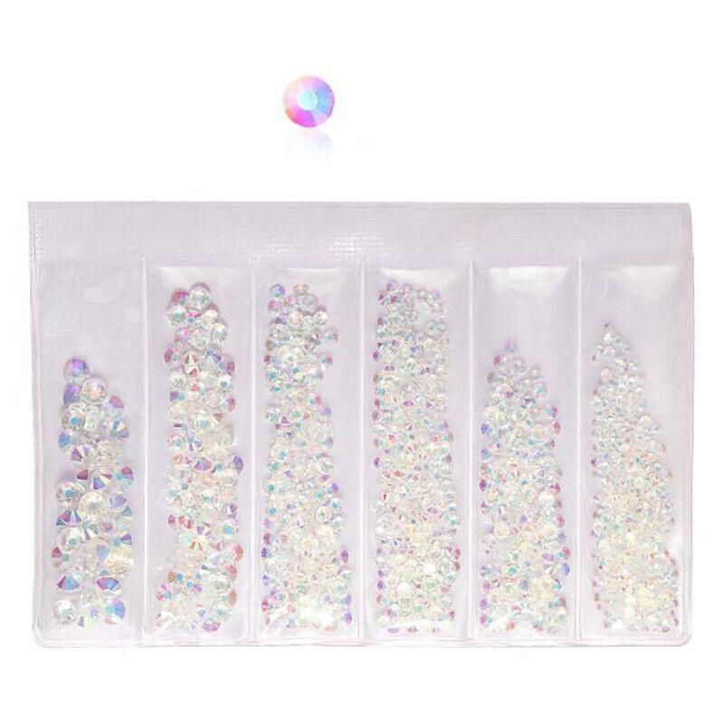 1440Pcs Glitter Rhinestones Crystal Clear Flat Bottom Glass Nail Art Nail Drill-13