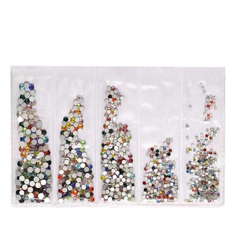 1440Pcs Glitter Rhinestones Crystal Clear Flat Bottom Glass Nail Art Nail Drill-15