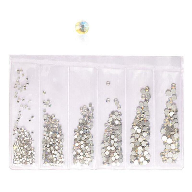 1440Pcs Glitter Rhinestones Crystal Clear Flat Bottom Glass Nail Art Nail Drill-16