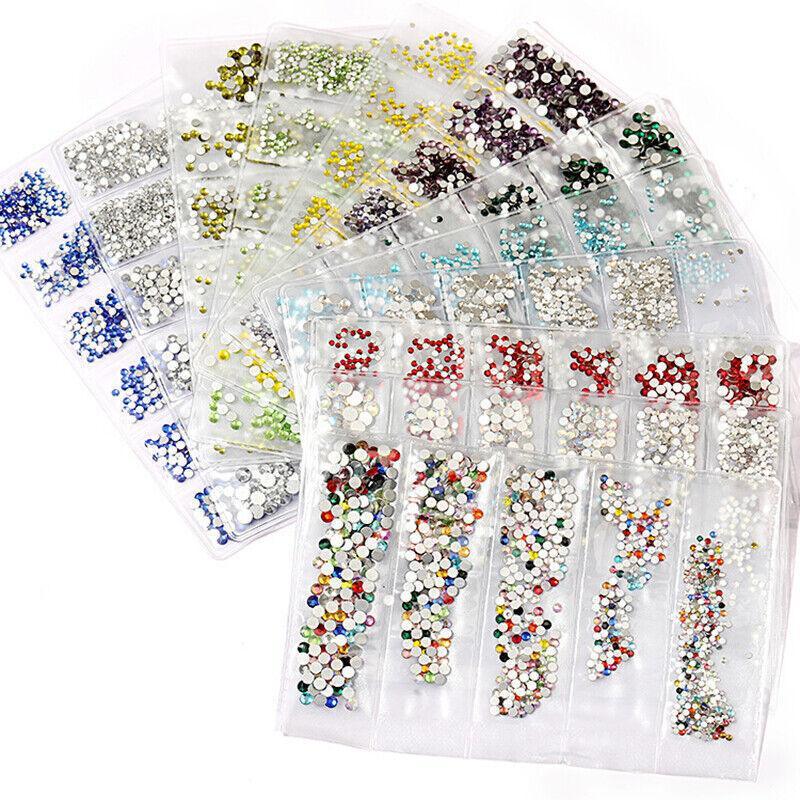 1440Pcs Glitter Rhinestones Crystal Clear Flat Bottom Glass Nail Art Nail Drill-1