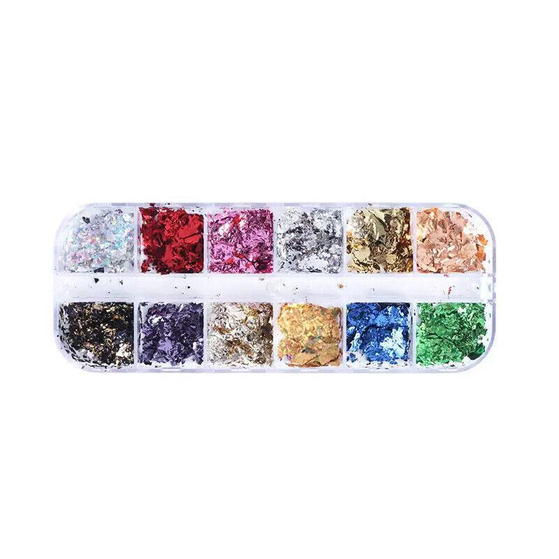 12 Colours Foil Confetti Flakes Thin Sheets Nail Art Mixed Glitter Decoration-6