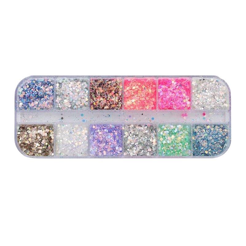 12 Colours Foil Confetti Flakes Thin Sheets Nail Art Mixed Glitter Decoration-8