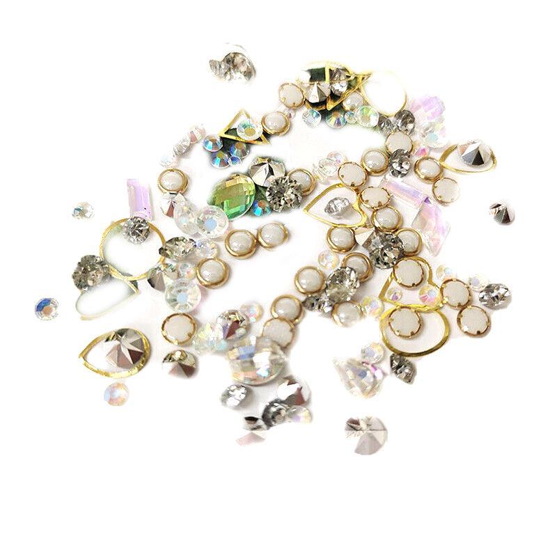 10 Aurora Colorful 3D Nail Art Crystals Heart and Diamond Styles-8