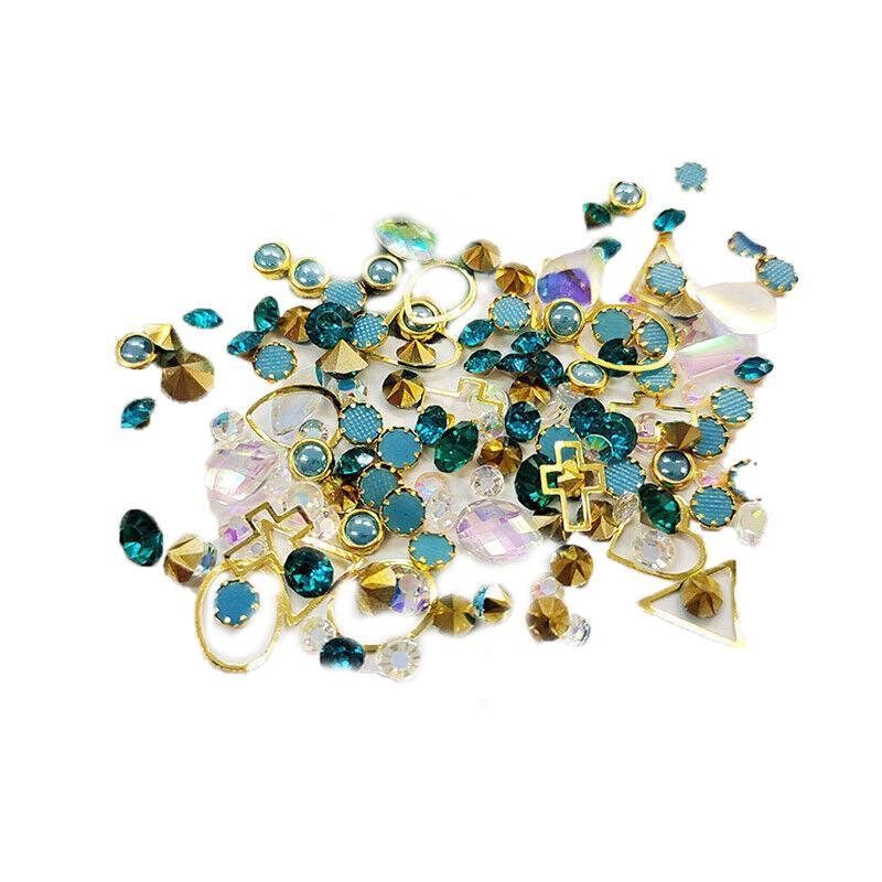 10 Aurora Colorful 3D Nail Art Crystals Heart and Diamond Styles-9