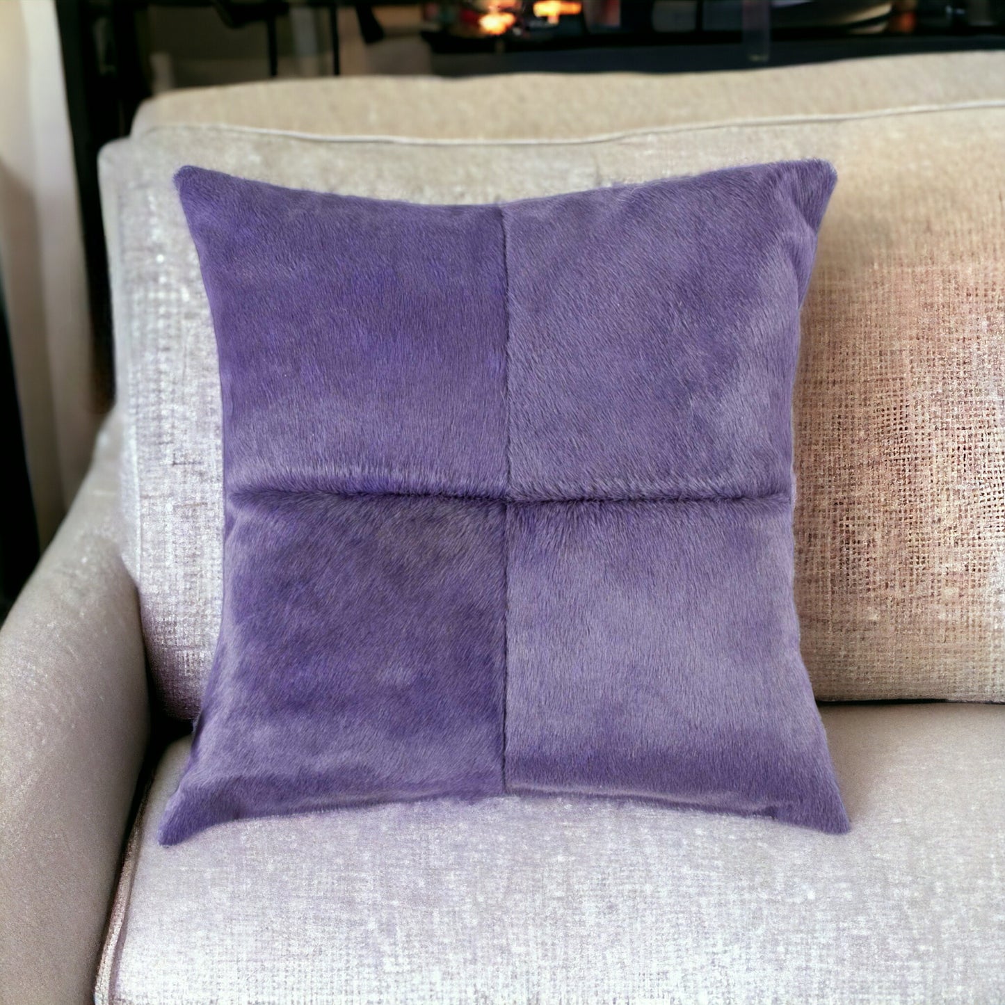 18" Purple Cowhide Throw Pillow-1