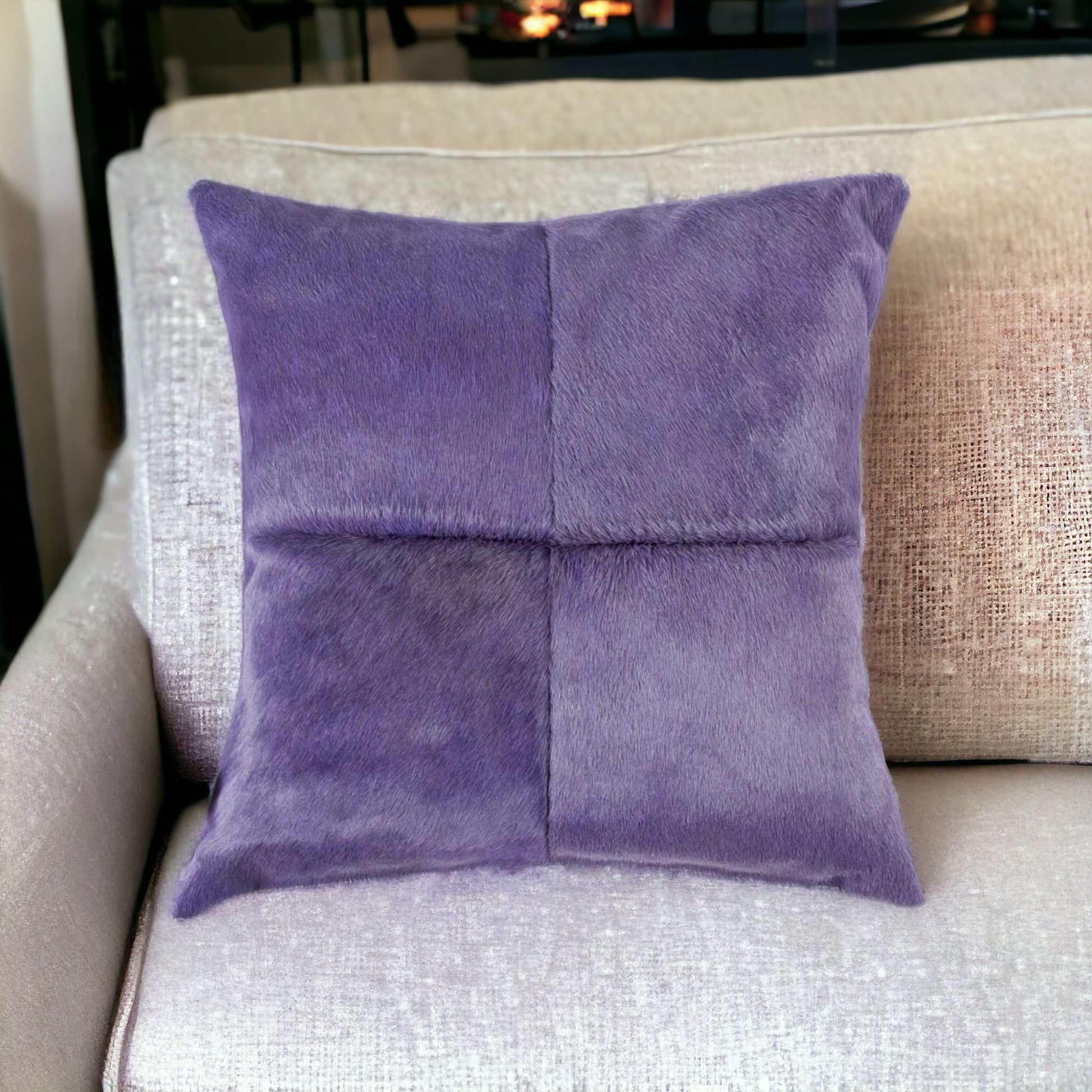 18" Purple Cowhide Throw Pillow-1