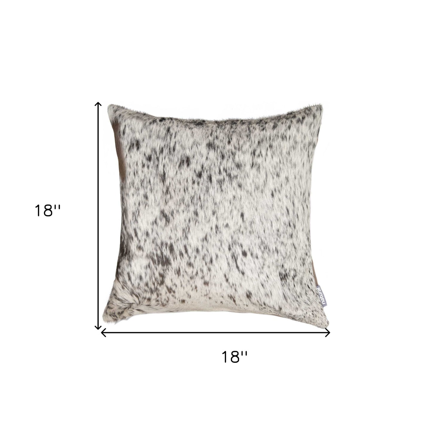 18" Gray and White Cowhide Throw Pillow-5