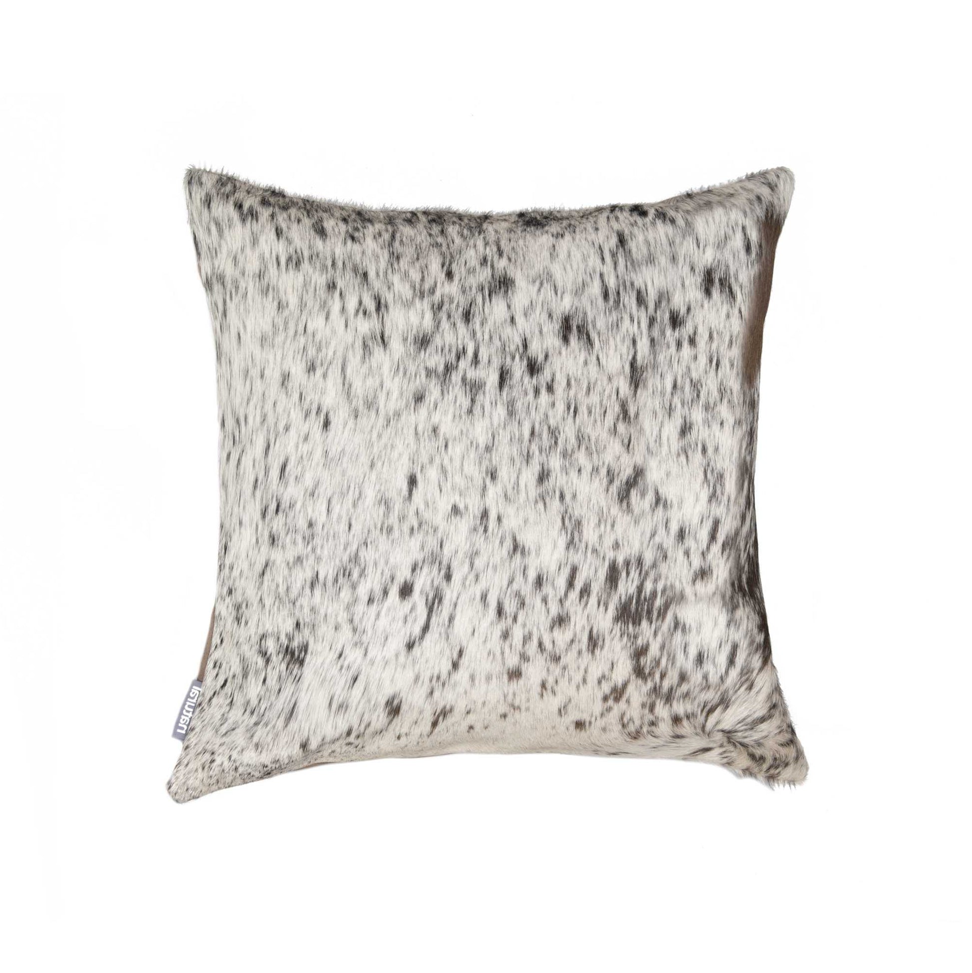 18" Gray and White Cowhide Throw Pillow-3