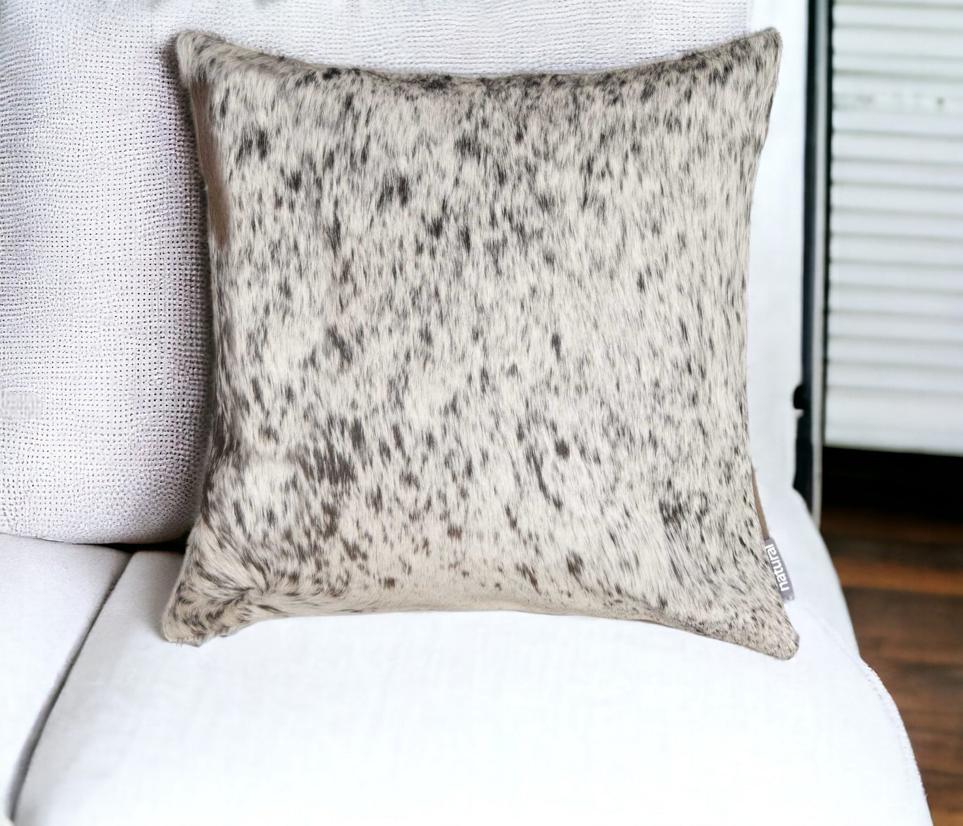 18" Gray and White Cowhide Throw Pillow-1