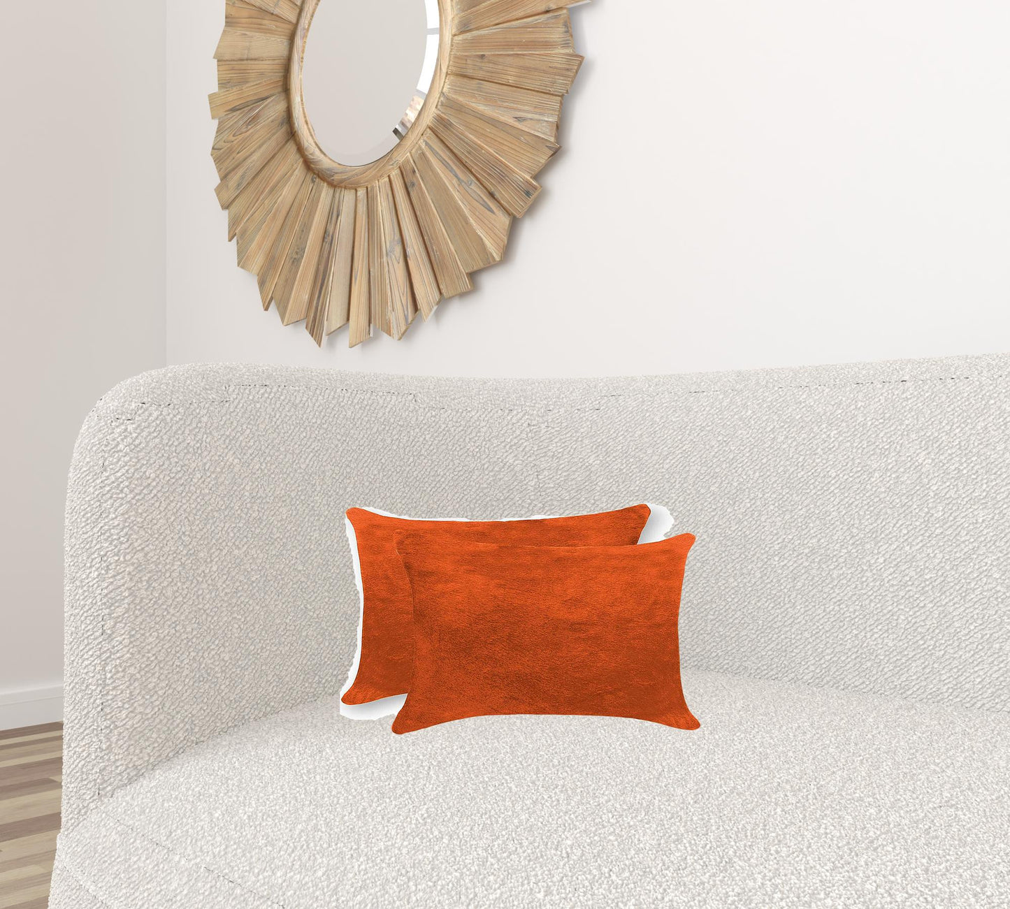 12" X 20" X 5" Orange Cowhide Pillow 2 Pack-1