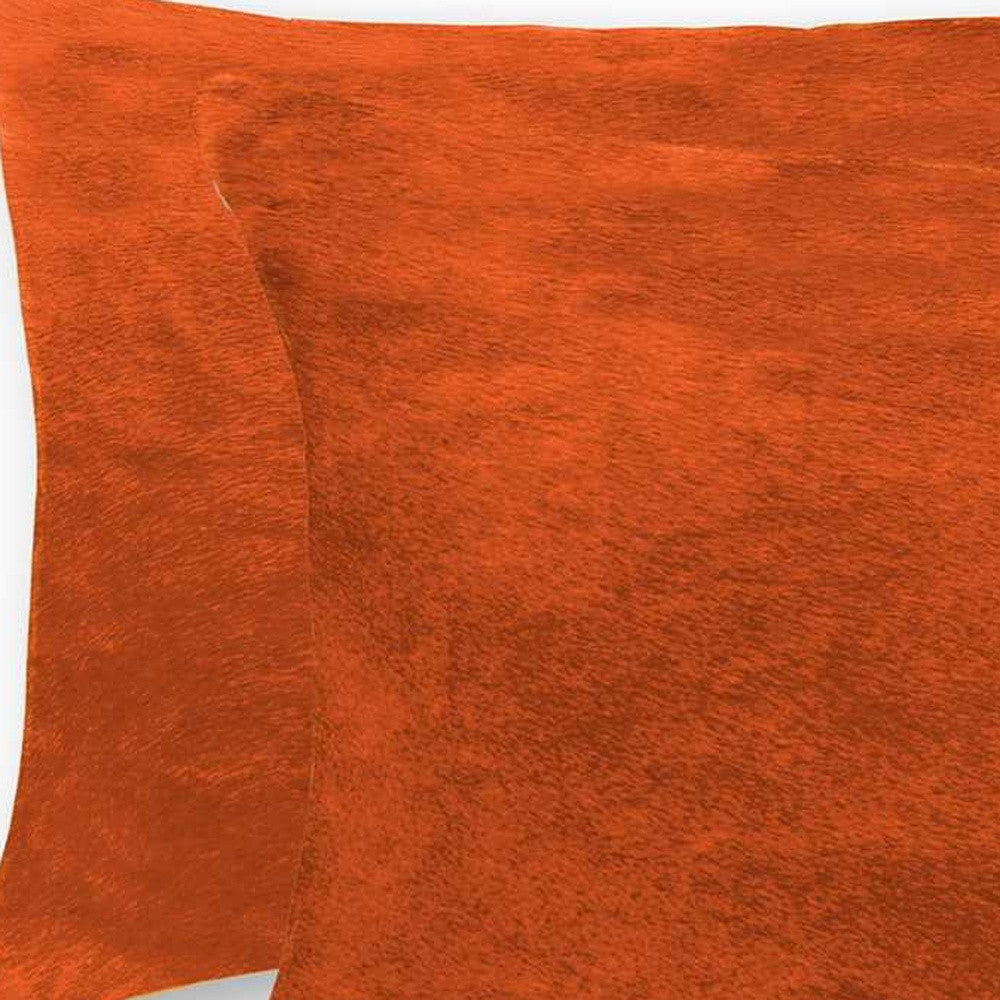 12" X 20" X 5" Orange Cowhide Pillow 2 Pack-3