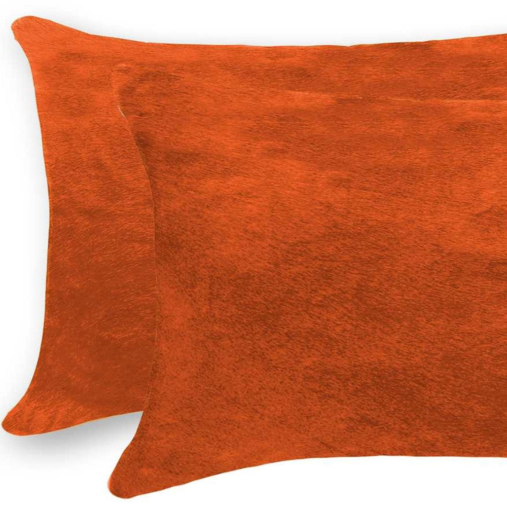 12" X 20" X 5" Orange Cowhide Pillow 2 Pack-4